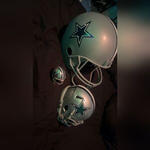 Dallas Cowboys Silver Football Helmet Trio